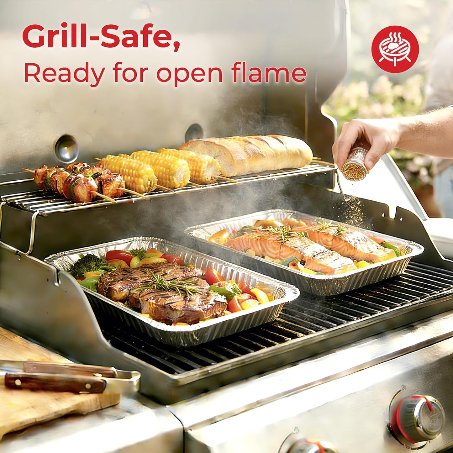 Aluminum Pans Disposable Half Size (25Pack with lids) – 9x13 Heavy Duty Foil Pans, Durable & Recyclable Baking Pans, Table Trays, Great for BBQ, PCooking, Roasting, Heating
