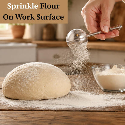 The Danish Dough Whisk & Scoop & Dust Flour Sifter Duster Set (2pcs)