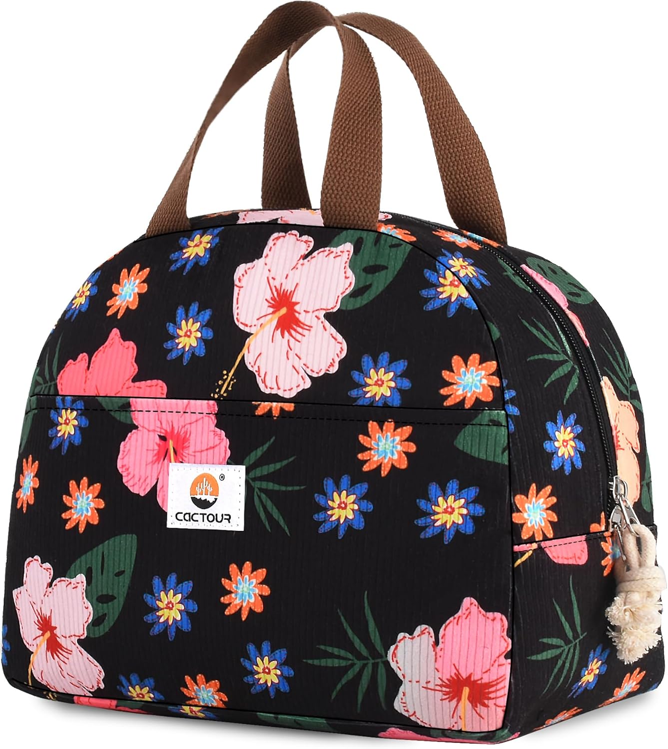 CaCTOUR Lunch Box for Women Girls Teens,Cute Lunch Box Cooler Bag, Portable Insulated Small Lunch Bag Women Reusable Corduroy Lunch Tote for Work/Travel/Picnic/School (Dog Green,Small)