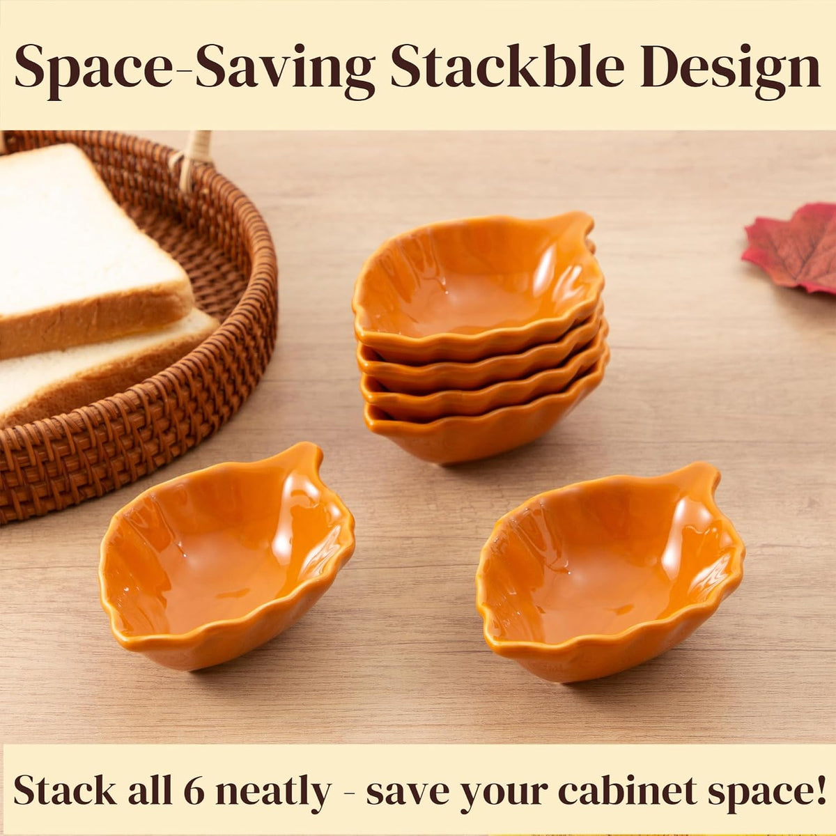 Ceramic Soy Sauce Dishes, Green Leaf Shape Dipping Bowls, 1.5OZ