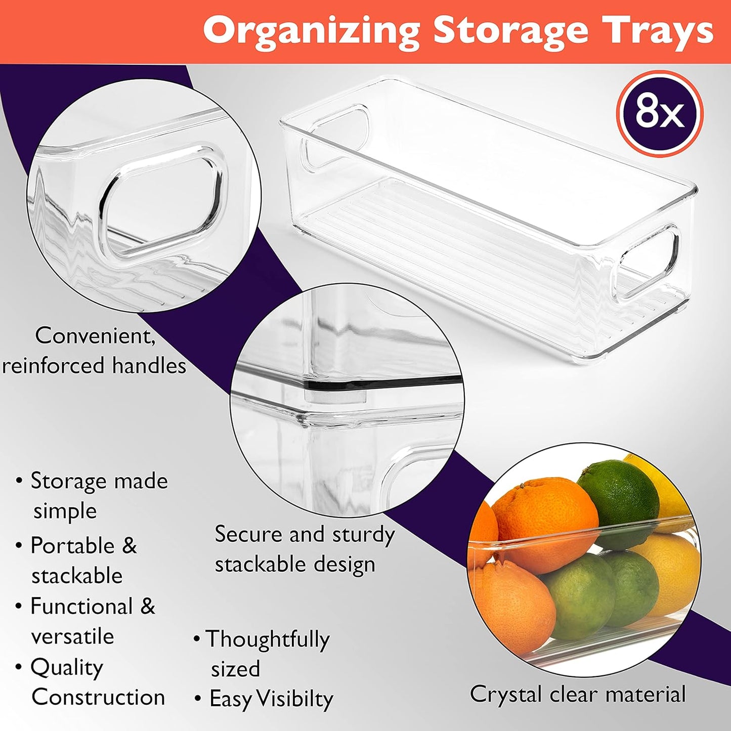 ClearSpace Plastic Pantry Organization and Food Storage Bin – Great Kitchen Storage – Fridge Organizer Bins – 4 Pack