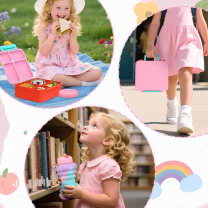 Lunch Box Kids, Leak Proof 5 Compartment Bento Box for Kids, 13oz Thermo for Hot Food Kids Lunch Box,Hot Lunch Box for School Travel