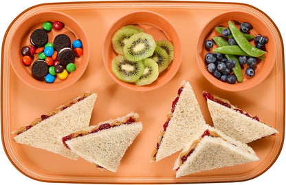 madesmart dipware 3 Bowl Serving Tray, Stackable & Removable Dip Bowls for Charcuterie, Guacomole, Snacks, Veggies, Premium Dishwasher & Microwave Safe, Multipurpose Plate & Bowl, Olive