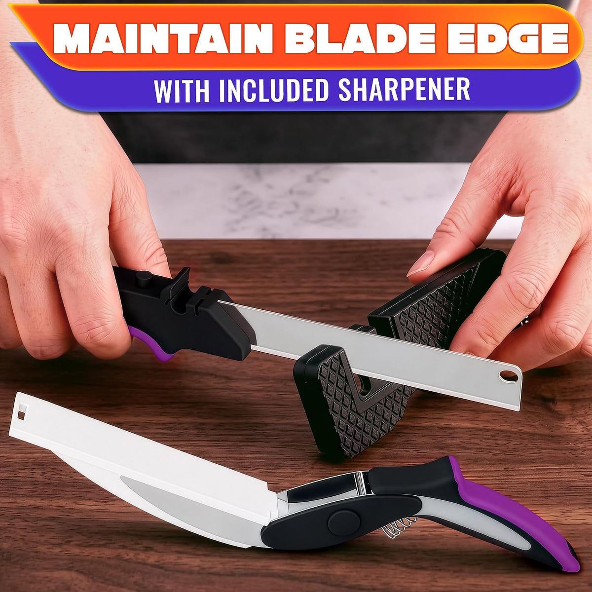 2 in 1 Kitchen Scissors for Food with Knife Sharpener (Grey)