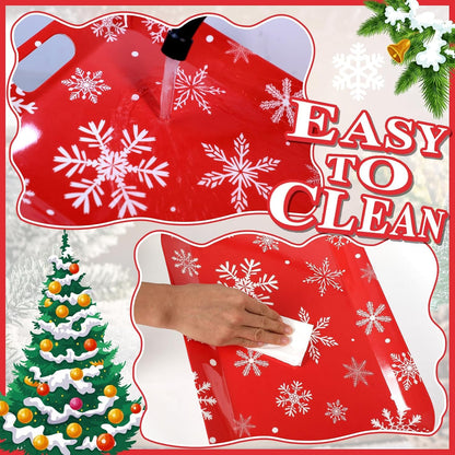 2Pcs Winter Serving Trays 16.1 x 11.1 Inch Large Melamine Christmas Trays Platters with Handles Rectangular Snowflake Melamine Dish for Serving Food Outdoor Dinner Dessert Plates Party Decorations