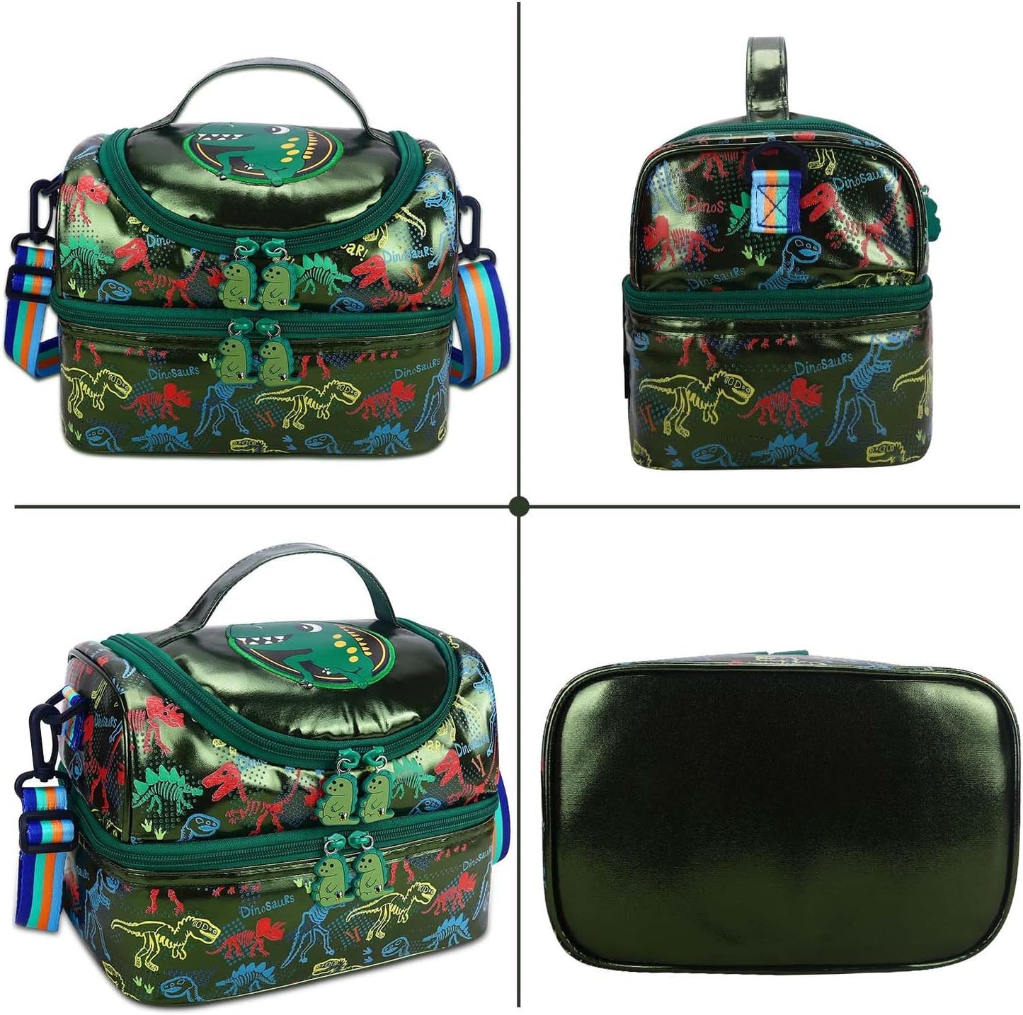 RHCPFOVR Kids Lunch Bag - Double - Decker Cooler Insulated Lunch Box for Boys Girls,Washable Lunch Bag with Strap and Reusable Toddler Lunchbox for School and Daycare