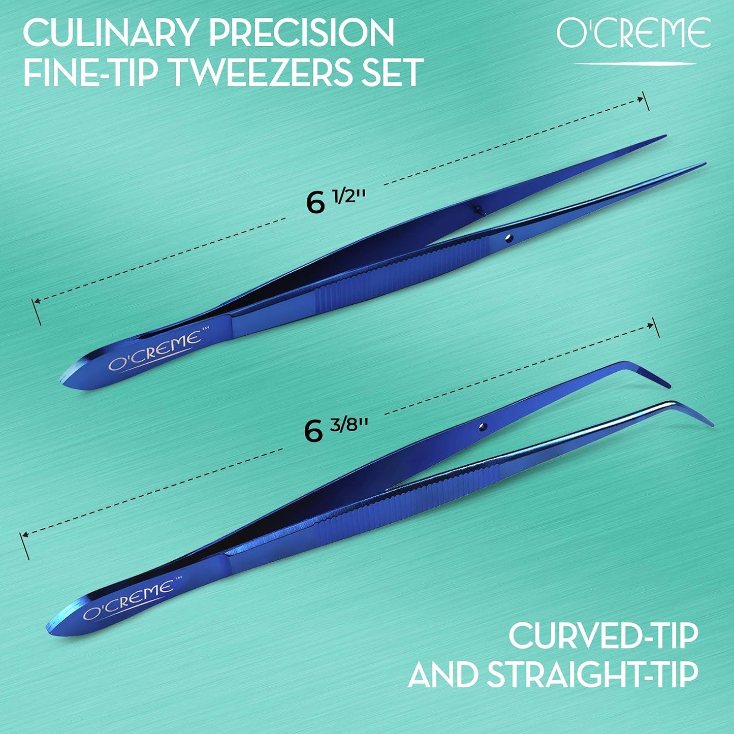 O'Creme Stainless Steel Precision Kitchen Tweezer Tongs 6.25" with Fine Tip (Purple)