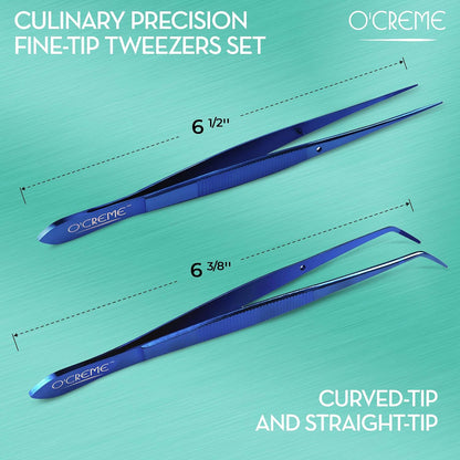 O'Creme Stainless Steel Precision Kitchen Tweezer Tongs 6.25" with Fine Tip (Purple)
