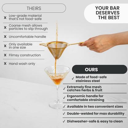 A Bar Above Fine Mesh Cocktail Strainer, 304 Conical Sieve, Silver Finish