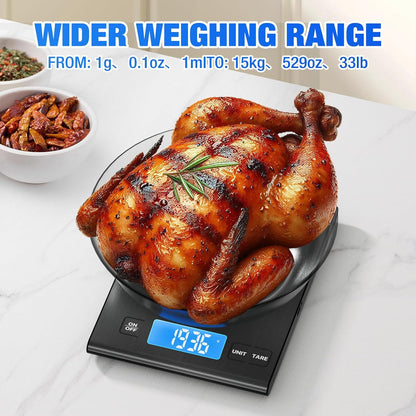 33lb Rechargeable Food Scale, Diyife 304 Stainless Steel Kitchen Scale