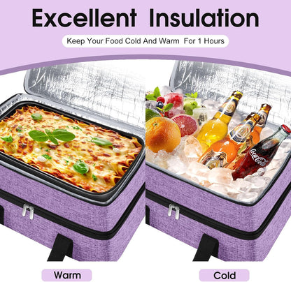 Insulated Casserole Carrier, Portable Casserole Carrier for Hot or Cold Food Lunch Tote Warmer or Cooler Bag, Lasagna Lunch Bag for Potluck Parties- Fits 9" x 13" Baking Dish-Charcoal Grey