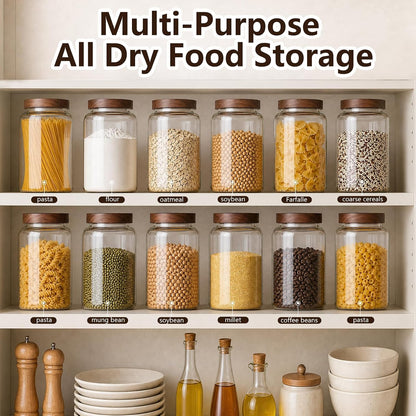 Joypeace 2 Pack 1.2 Gallon Large Glass Jars with Airtight Screw-On Lids, 155 oz Food Storage Containers, Large Canisters for Flour, Rice, Sugar, and Dry Goods to Organize Your Kitchen Pantry