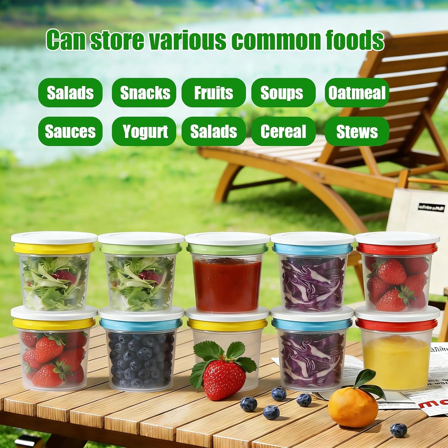 6 Pack 10oz Food Storage Containers, Plastic Containers with Twist Top Lid, Reusable Dishwasher Freezer Safe Airtight, Takeout Container - Ideal for Soup and More