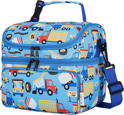 Kasqo Lunch Bag Kids, Dual Compartment Insulated Cooler Bag 7.5L Girls Boys Toddler Lunch Box Containers for Daycare School Kindergarten Travel Ombre Butterfly