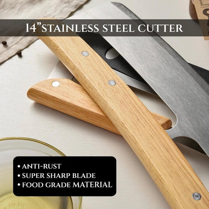 Pizza Cutting Board & Pizza Cutter, 14" Pizza Board | Gift Pizza Set, Best Pizza Cutter Rocker Blade, Bamboo Pizza Cutting Board, Pizza Slicer, Pizza Serving Board,Pizza Rocker Knife For Cutting Pizza