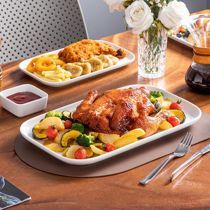 vancasso Stern Serving Platters Set of 3, 15/13/ 11 Inches Rectangular Serving Plates, Blue Serving Trays for Entertaining, Party