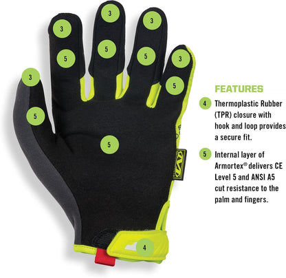 Mechanix Wear Original E5 Hi-Viz Cut Resistant Gloves Yellow Large