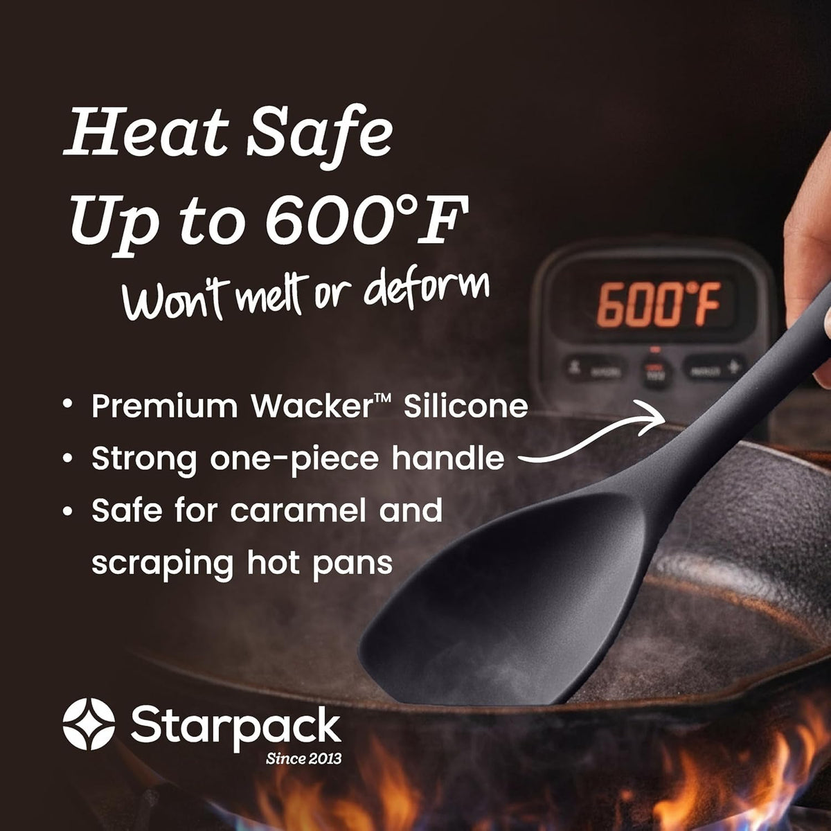 StarPack Silicone Spoonula The All-Rounder 11 Inch - LFGB Spoon Spatula, 600°F Heat Resistant, BPA-Free - One-Piece Seamless, Dishwasher Safe - for Nonstick Cookware, Sage Green