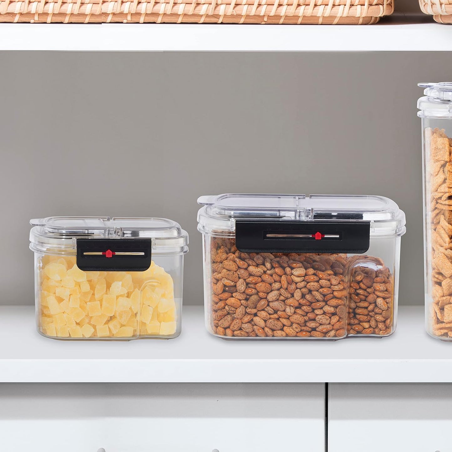 Oggi Easi Grip 23oz Moisture Proof Storage Container, Ultra Clear BPA-Free Sealable Canister, Flip Open Pouring Lid, Date Reminder Slider on Clip, Ideal Kitchen and Pantry Storage (23oz / 0.68lt)