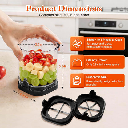 Fruit Slicer Cup 4 (6) Slice Blade Detachable Perfect Salads Sushi Pink