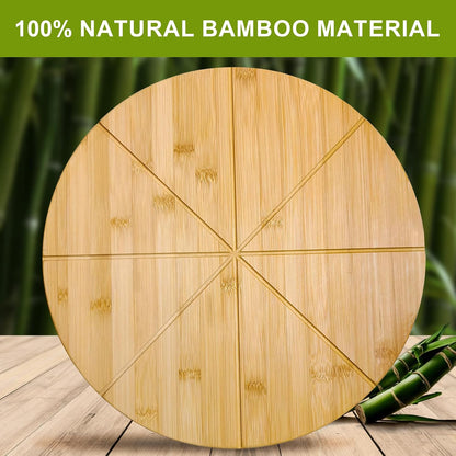 16inch Pizza Cutting Board Round Large Bamboo Wooden Prep Platter Tray