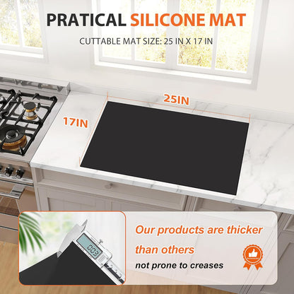 Silicone Mat Roll - Silicone Mats for Kitchen Counter, Heat Resistant Countertop Protector, Non-Slip Table Mat Desk Saver Pad, Multi-functional Cuttable Silicone Mat, Craft Mat - 17IN X 5FT