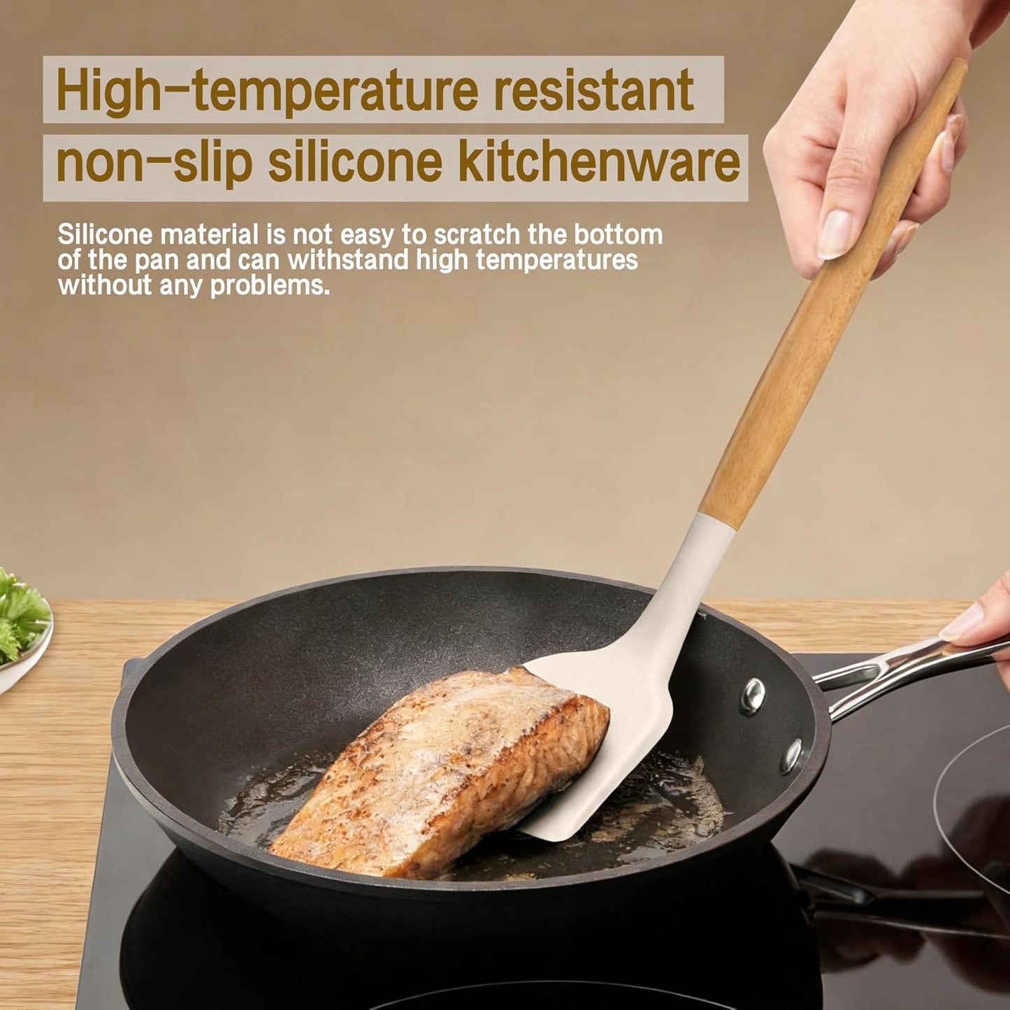 Silicone Cooking Utensils Set - 446°F Heat Resistant Silicone Kitchen Utensils Set, Spatula,Turner Tongs, Spoon, Whisk,Kitchen Gadgets for Nonstick Cookware, BPA Free（Black）