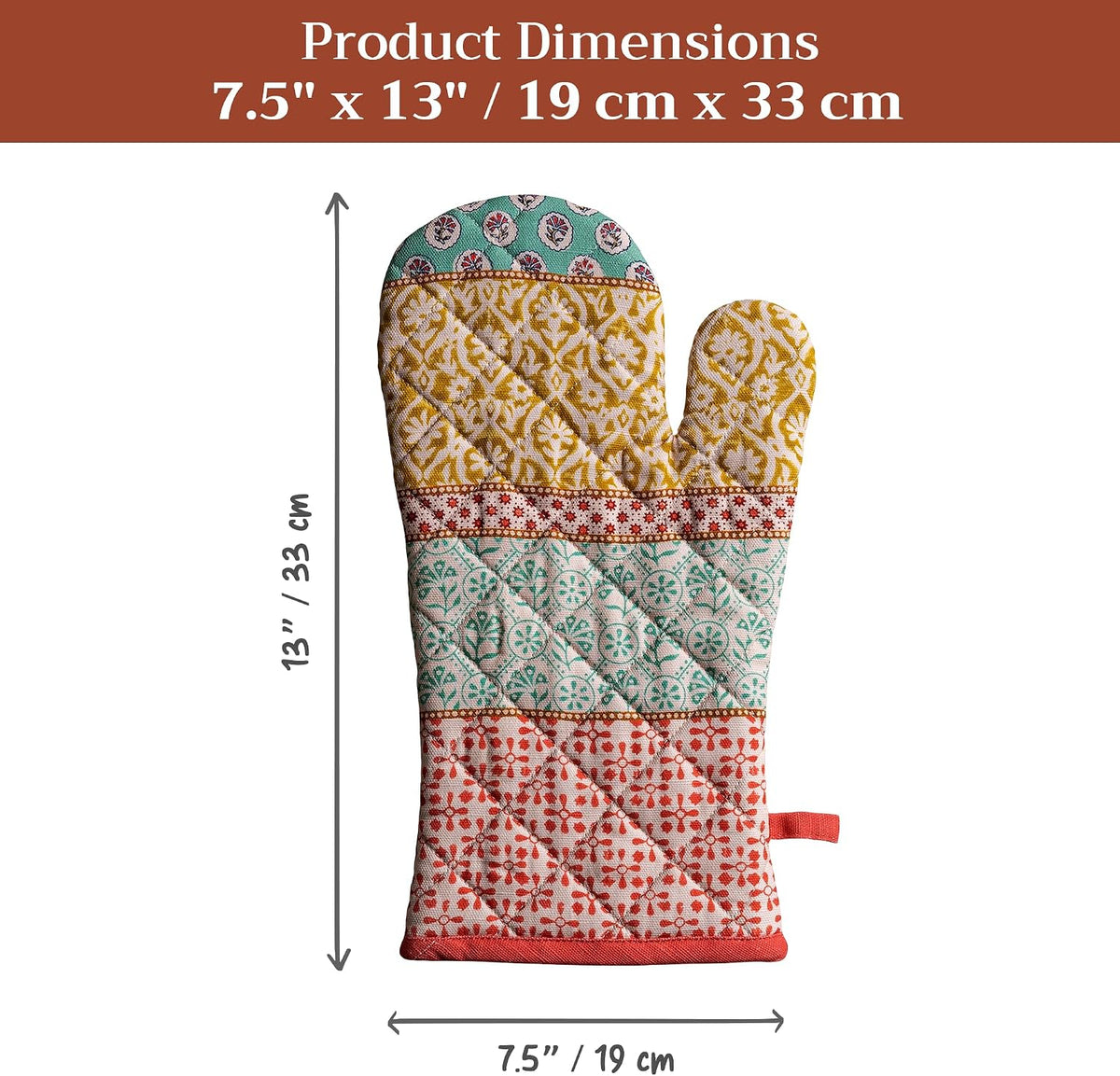 Maison d' Hermine 100% Cotton Oven Mitt & Pot Holder Set (7.5"x13" & 8"x8") - Colors C