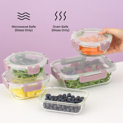 JoyJolt 24pc Borosilicate Glass Storage Containers with Lids | 12 Airtight/Freezer Safe Food Storage Containers for Pantry and Kitchen | Meal Prep Container for Lunch | Glass Tupperware Set