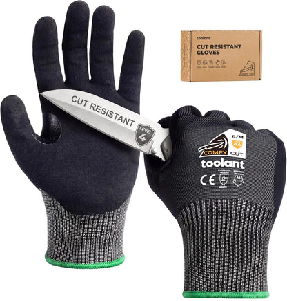 toolant ComfyCut A4 Cut Resistant Work Gloves, 1 Pair, Dark Gray, Large