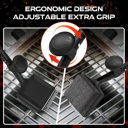 4-in-1 Bristle-Free Grill Brush — 18.8" Steam Grill Cleaner with Replaceable Head, Scraper & Bottle Opener, Long Non-Slip Heat-Resistant Handle