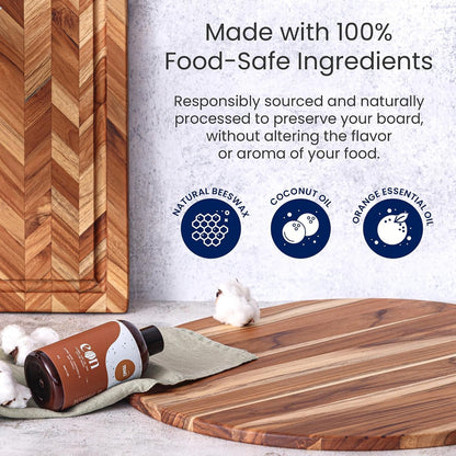 Teakhaus Edge-Grain Teak Wood Cutting Board with Grip Handles, Extra Large
