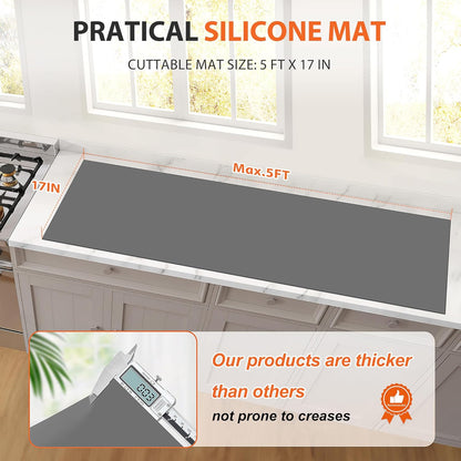 Silicone Mat Roll - Silicone Mats for Kitchen Counter, Heat Resistant Countertop Protector, Non-Slip Table Mat Desk Saver Pad, Multi-functional Cuttable Silicone Mat, Craft Mat - 17IN X 5FT