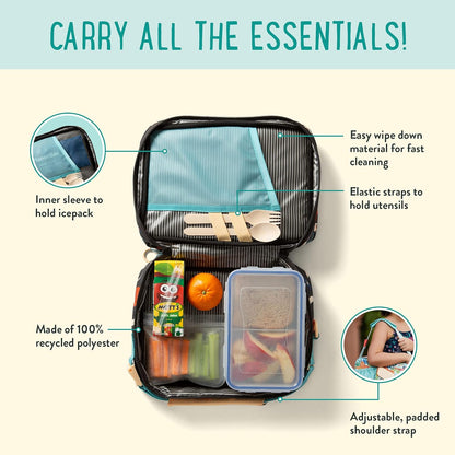 PlanetBox Rover Stainless Steel Bento Box Style Lunch Box Kit for Kids with 5 Compartments – Space Animals Edition includes Insulated Lunch Bag, Leakproof Food Containers and Matching Magnets