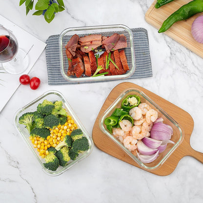 UMEIED 10 Pack Glass Food Storage Containers with Lids, Leakproof Airtight Glass Meal Prep Containers For Lunch, On The Go, Leftover, Dishwasher Safe