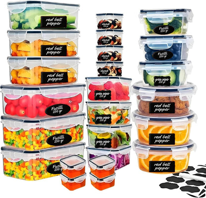 48 Pack Meal Prep Containers Set With Airtight Lids,BPA Free Food Storage Containers For Leftovers Leakproof Stackable Freezer/Microwave/Dishwasher Safe Lunch Box (24, Rectangular+Roud)