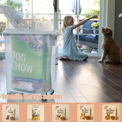 Buddeez Pet Food Storage Dispensers Plastic 4 Gallon - Airtight Flip Top for Freshness - Dry Dog Food, Cat Food or Bird Seed Plastic Containers (Set of 2)