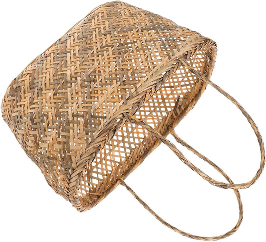Homoyoyo Hand-woven Basket Wear-resistant and Multi-functional Storage Container with Handmade Handle for Fruits and Vegetables, for Home Decor and Kitchen Organization