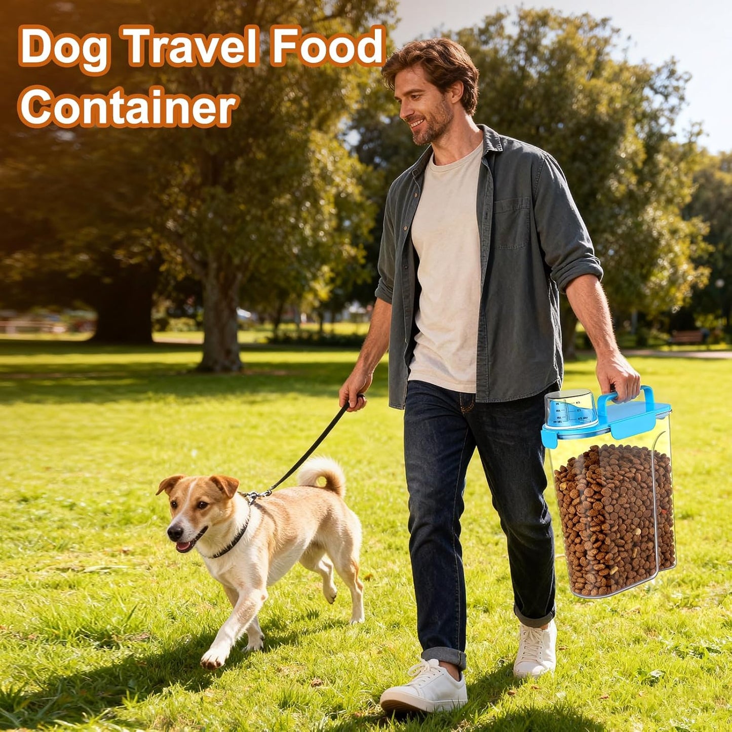 Uppetly Dog Cat Food Storage Container, 5-7Lbs Pet Food Containers, Airtight Cat Food Container with Portable Handle & Measuring Cup, Small Animal Dry Food Dispenser for Dogs, Cats and Birds Green
