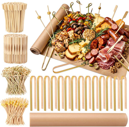 431 Pcs Charcuterie Accessories Set Grazing Table Supplies Including 65 ft Butcher Paper Roll 4 Style Cocktail Picks Bamboo Tongs Charcuterie Board Buffet for Wedding Graduation BBQ Party