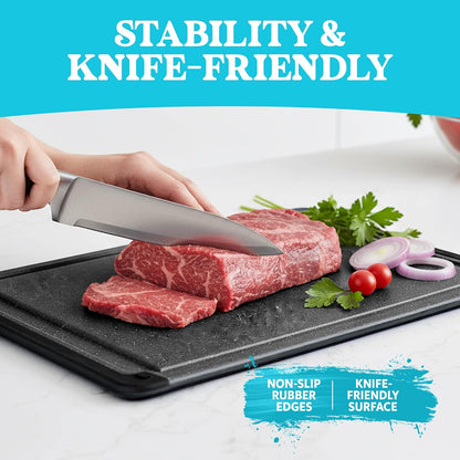 Plastic Cutting Board for Kitchen - Extra Large Cutting Board 18 Inch Reversible Chopping Board, Juice Groove, Non Slip Feet, Dishwasher Safe, BPA Free Large Cutting Board for Meat Vegetables Fruit