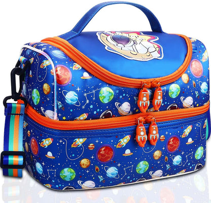 RHCPFOVR Kids Lunch Bag - Double - Decker Cooler Insulated Lunch Box for Boys Girls,Washable Lunch Bag with Strap and Reusable Toddler Lunchbox for School and Daycare