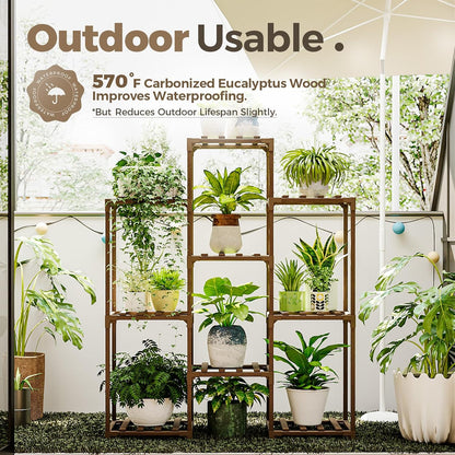 Bamworld Plant Stand Indoor Plant Shelf Outdoor Wood Plant Rack