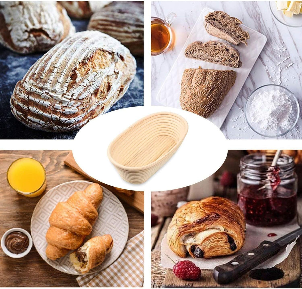 Banneton Bread Proofing Basket 2 Pack 10 In Oval Sourdough Proofing Basket