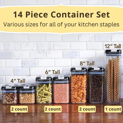 Simply Gourmet Airtight Flour and Sugar Containers with Lids – 3 Piece Kitchen Pantry Organization Set, BPA-Free Clear Plastic, Stackable Canisters for Baking Ingredients, Rice, Snacks, Cereal