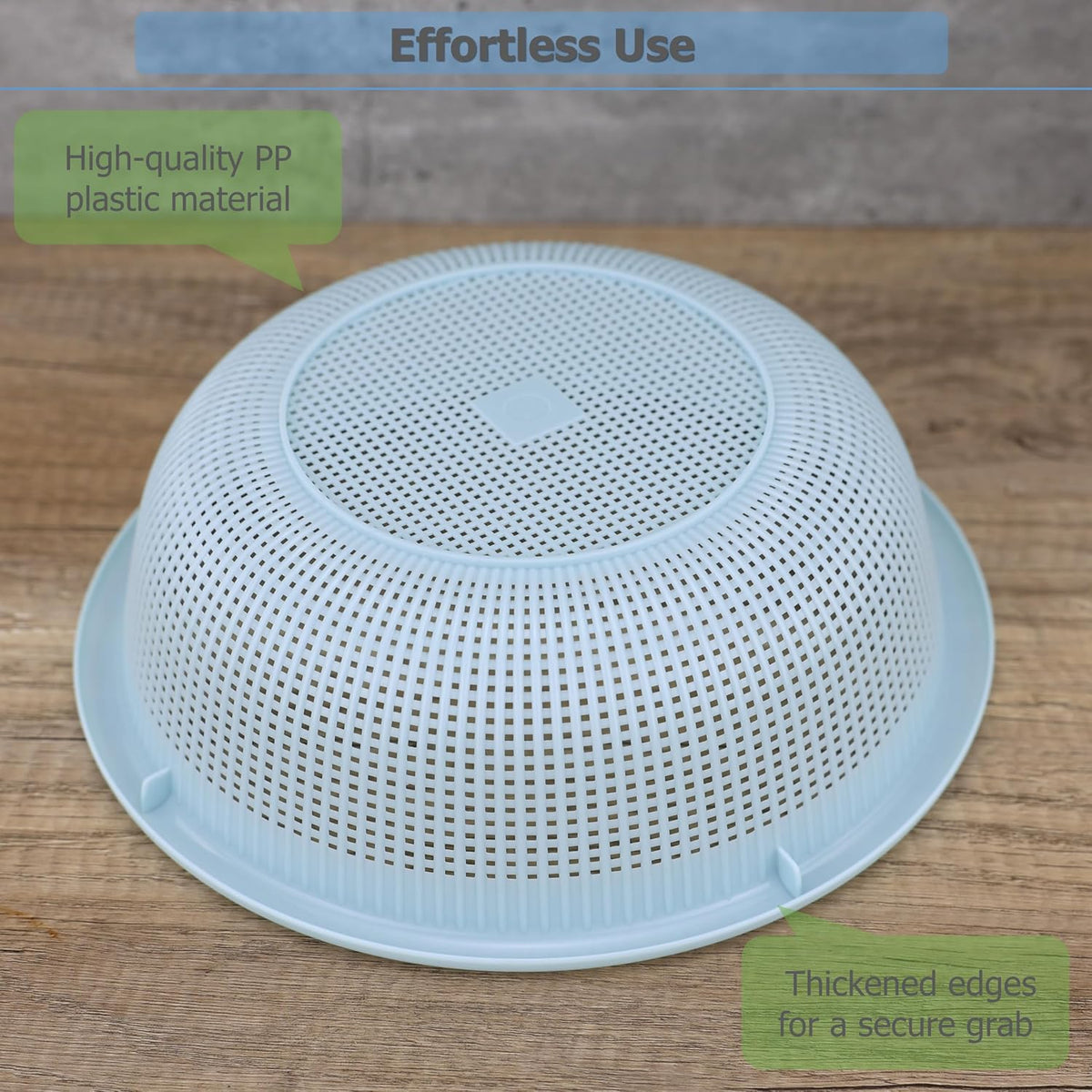 EIKS 3-Pack Plastic Colander Baskets, Fine Mesh Sieve