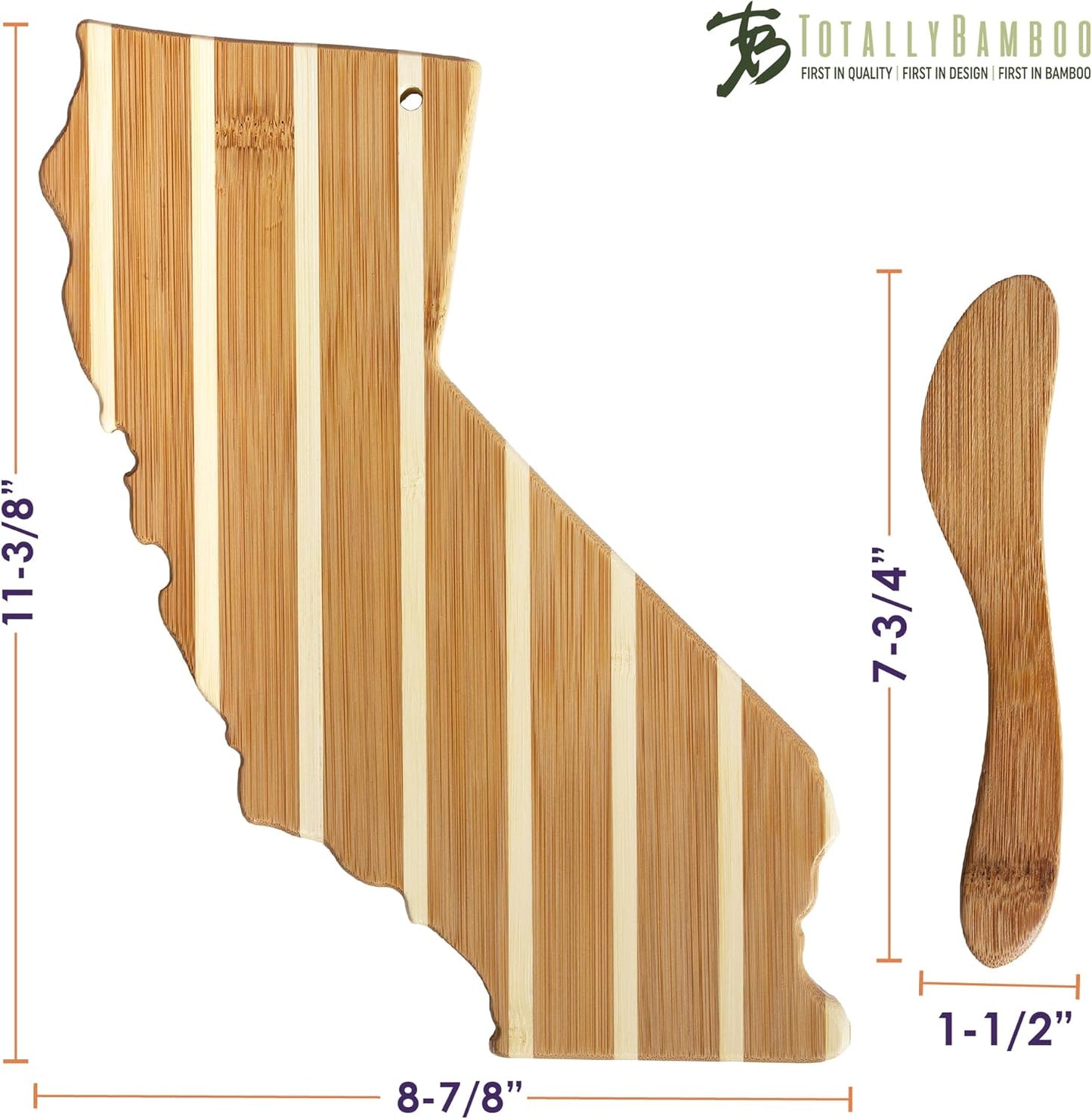 Totally Bamboo California Charcuterie Board with Spreader Knife Gift Set, 11-3/8" x 8-7/8"