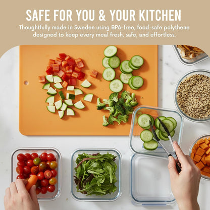Linden Sweden Flexible Cutting Board 2-Pack - Lays Flat for Secure Work Surface - Extra-Thick for Durability - BPA-Free and Food-Safe (Red)