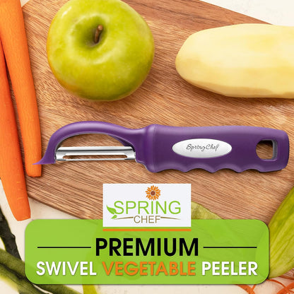 Spring Chef Premium Swivel Vegetable Peeler, Soft Grip Handle and Ultra Sharp Stainless Steel Blades - Perfect Kitchen Peeler For Veggie, Fruit, Potato, Carrot, Apple - Mango