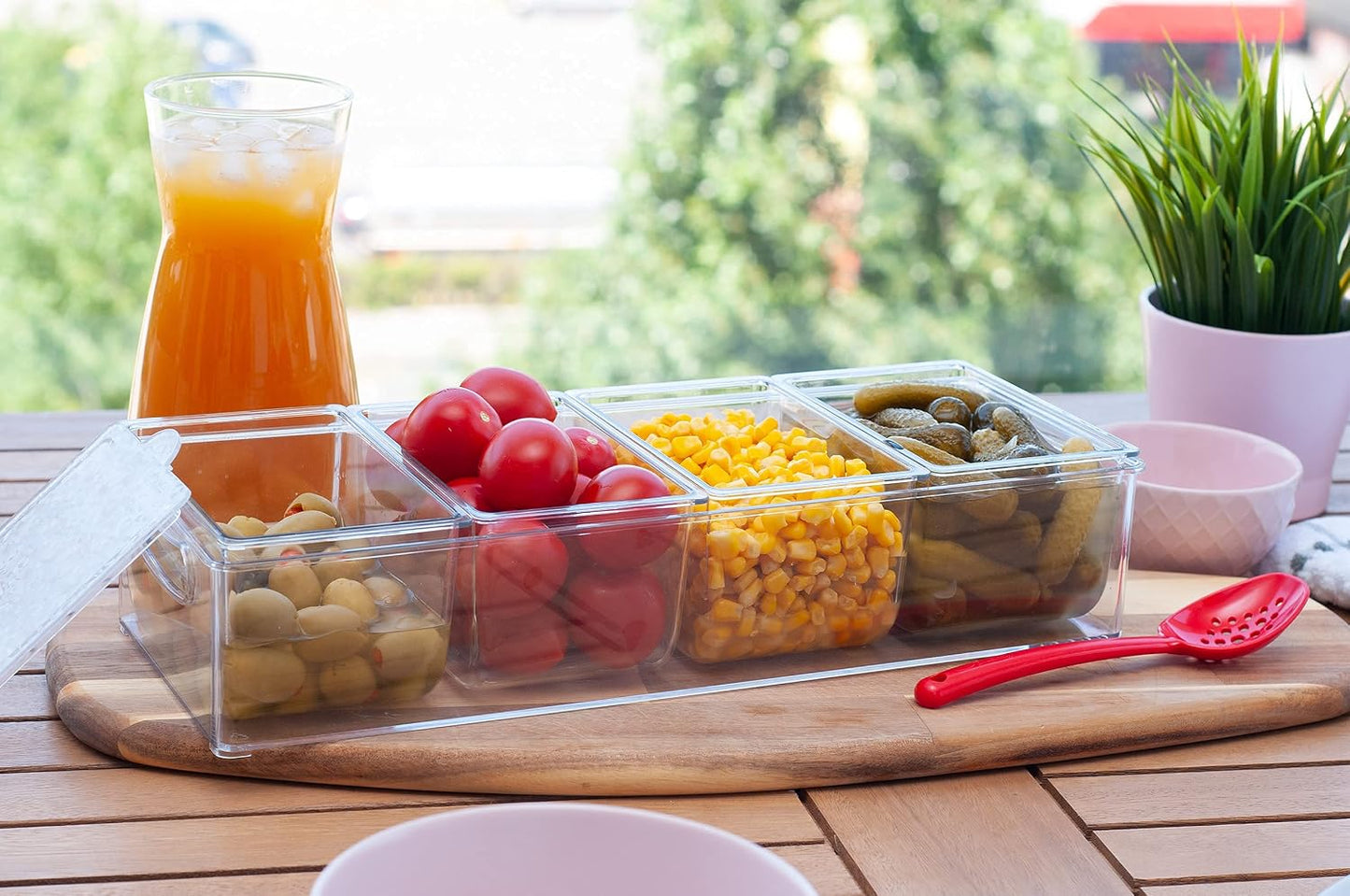 Pikanty Clear Refrigerator Organizer Bin with Handles — 11 Inch Compact Stackable Fridge and Pantry Storage Container for Snacks, Yogurt, Condiments, Dishwasher Safe, Made in USA